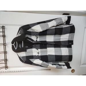Hollister Boy's Black and White Plaid Jacket XS